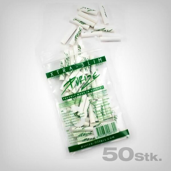 PURIZE Activated Charcoal Filters, White, Extra Slim, Ø 5,9mm, 50 pcs