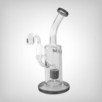 Black Leaf oil bong/dab rig with drum percolator, grey